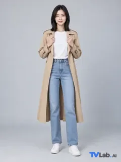 双手拉外套前襟姿势生成的电商模特示例图