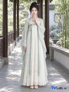 拈花低眉姿势生成的古风汉服写真示例