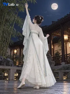 抬手望月姿势生成的古风汉服写真示例