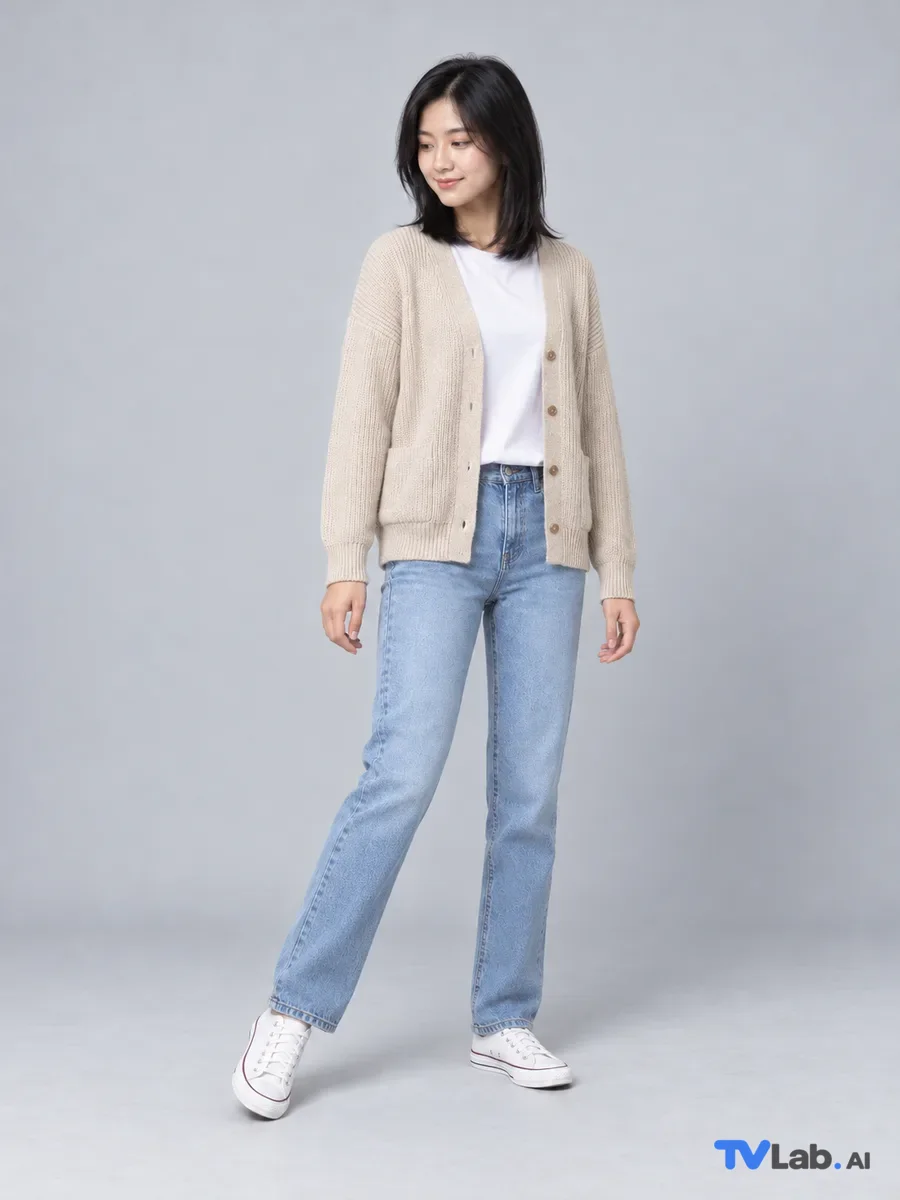 按脚尖点地展示鞋姿势生成的电商模特图