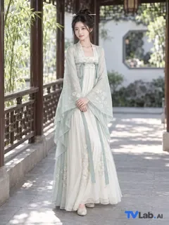 女子行礼（万福）姿势生成的古风汉服写真示例